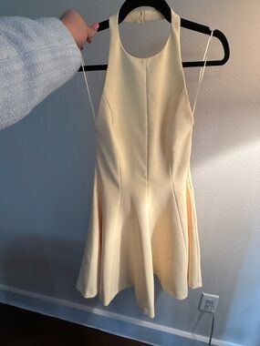 Only Cream Backless Halter Mini Dress